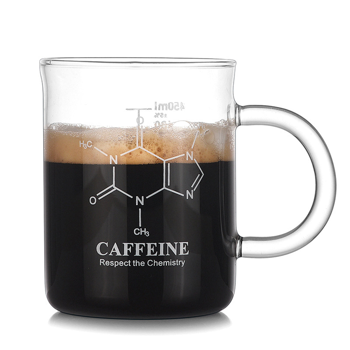 High Borosilicate Glass Coffee Cup with Scale - 1 PCS