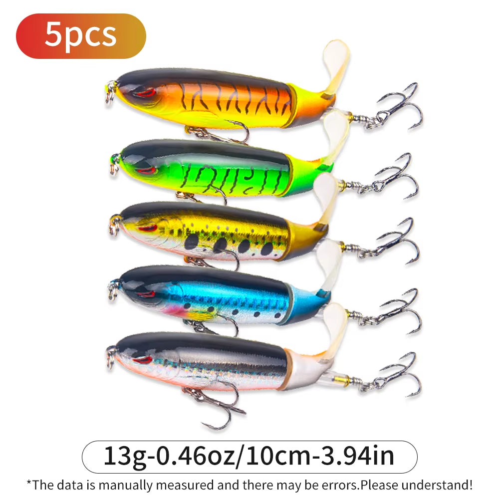 Top Water Pencil Fishing Lure - 5pcs 10cm Propeller Bait