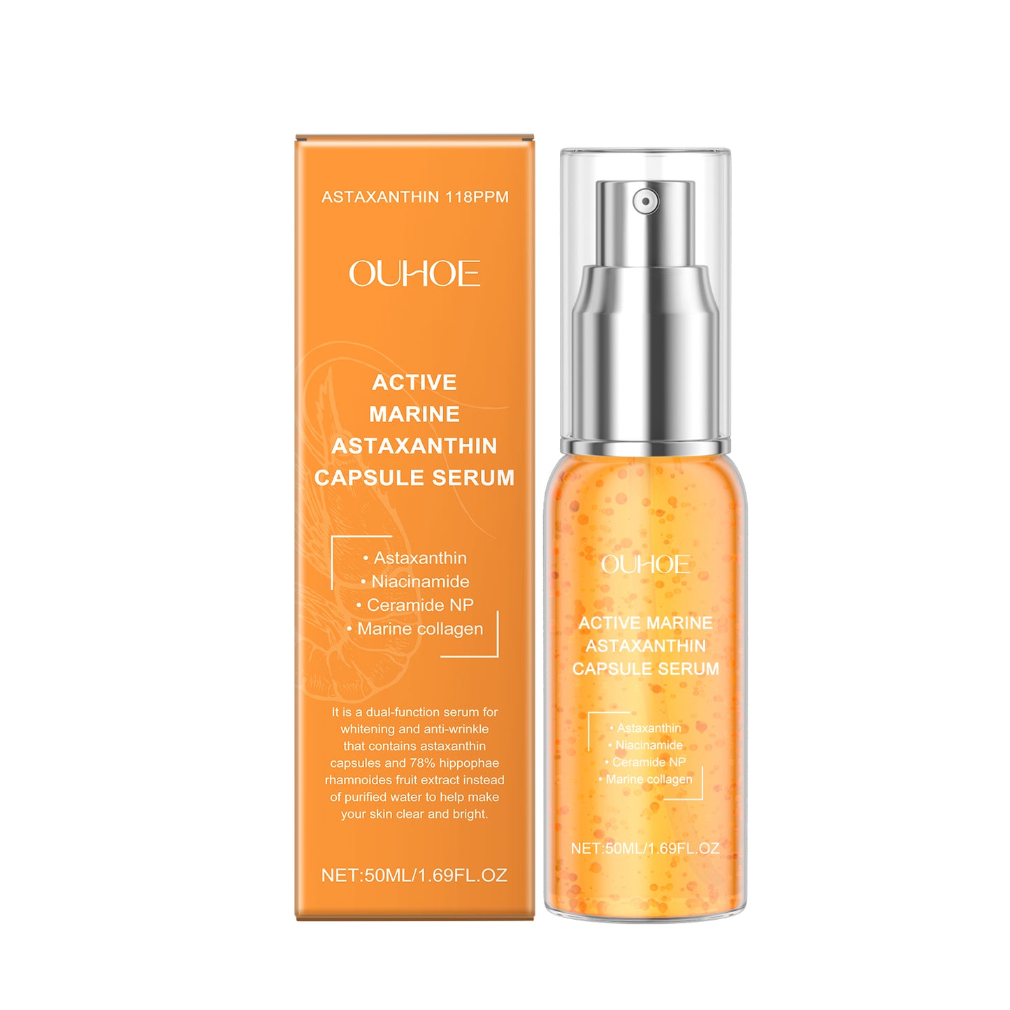 Astaxanthin Facial Essence Serum - Brightening and Hydrating Skin Care 50ml