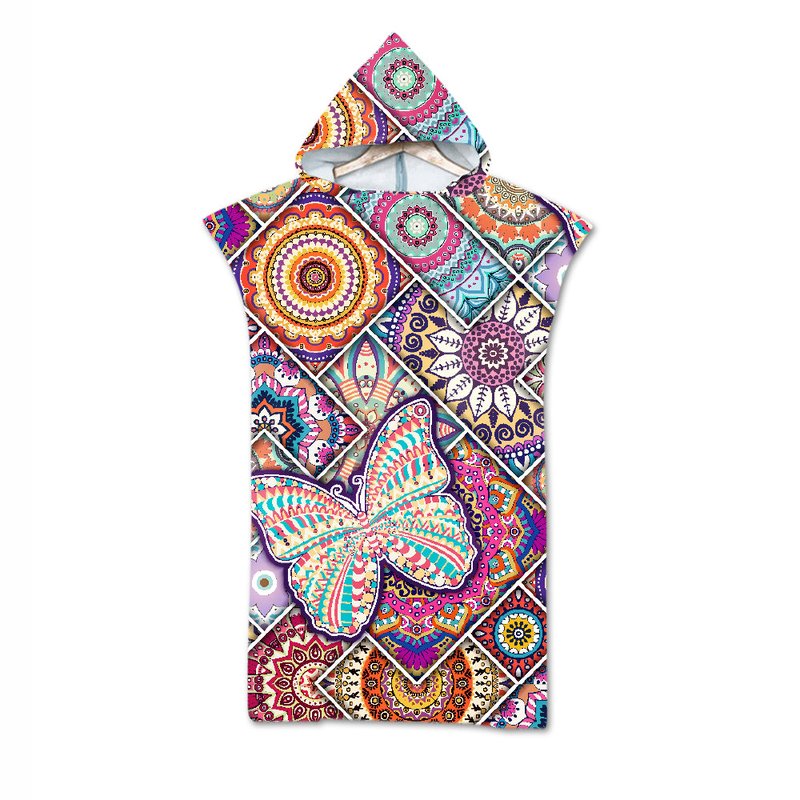 Geometric Print Bath Towel Cloak - Beach & Pool Cover-up, Multiple Sizes