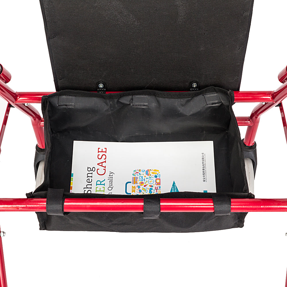 Adjustable Rollator Walker with Padded Seat - Red & Black