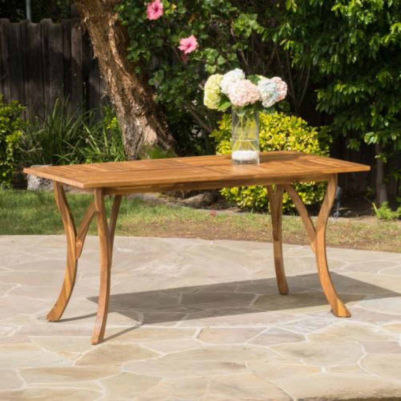 Outdoor Rectangular Dining Table - 59 Inch Solid Wood in Teak