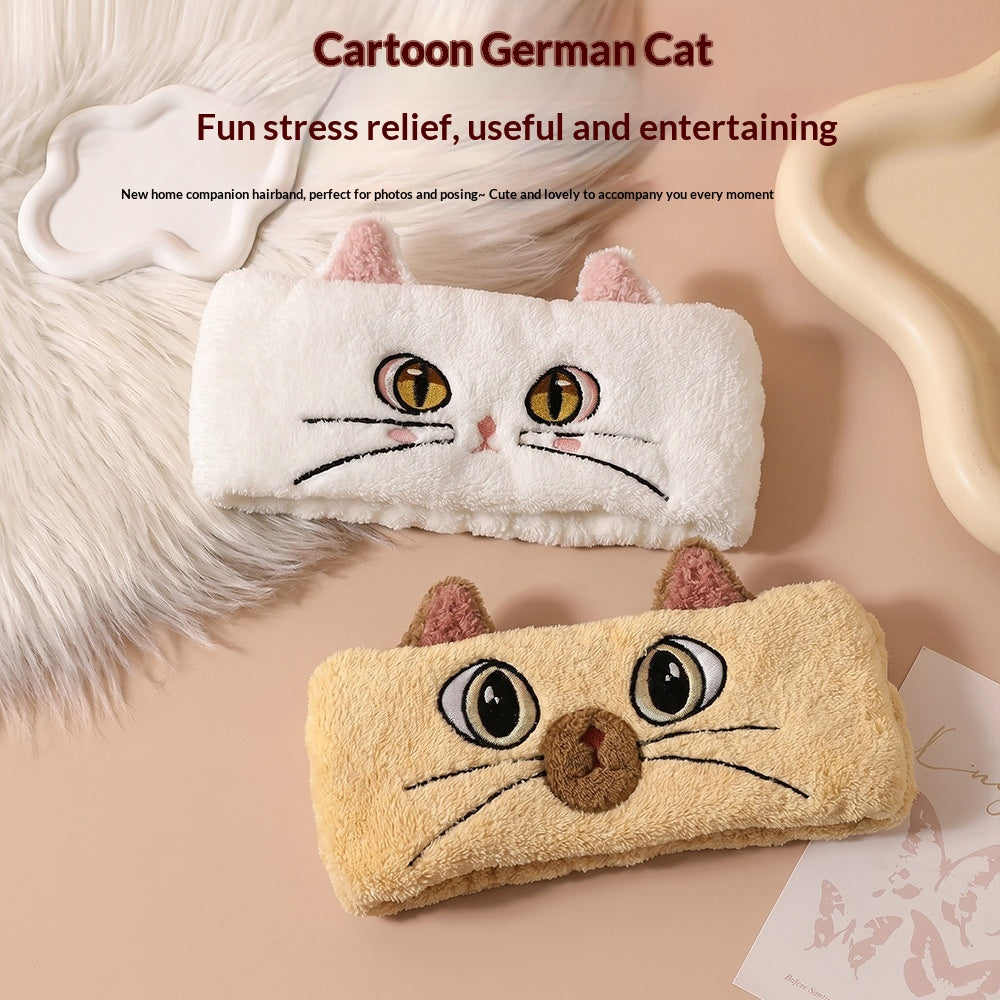 Face Washing Hairband - Unisex Cartoon Cat Face Design for Skincare & Toiletries
