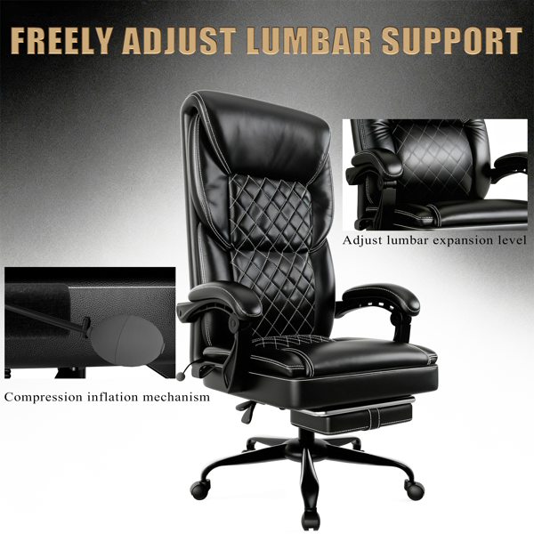 Ergonomic Gaming Chair with Inflatable Lumbar Support and Footrest