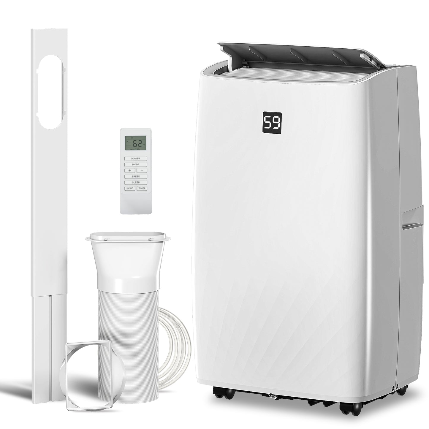 Portable 14000 BTU Air Conditioner for Rooms up to 700 sq ft with Dehumidifier & Remote