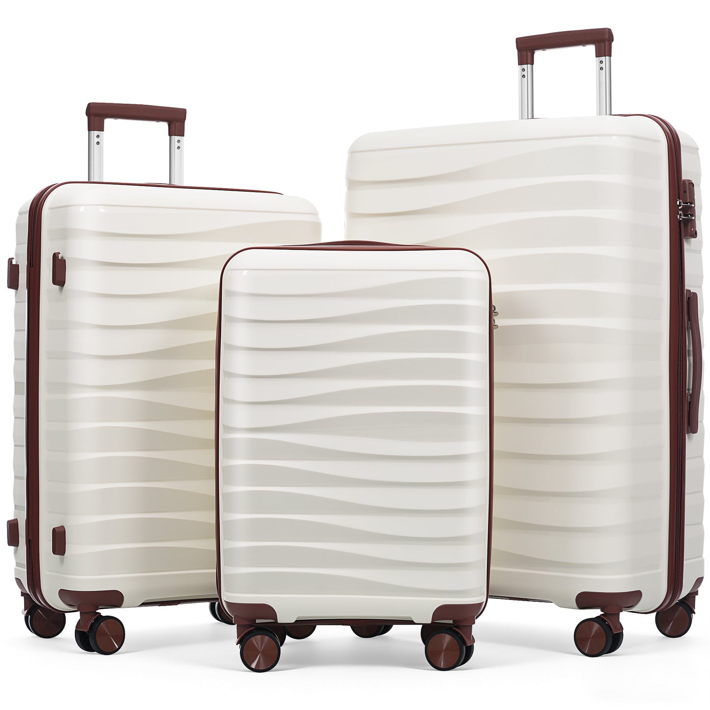 3-Piece Travel Luggage Set with TSA Lock - Ivory
