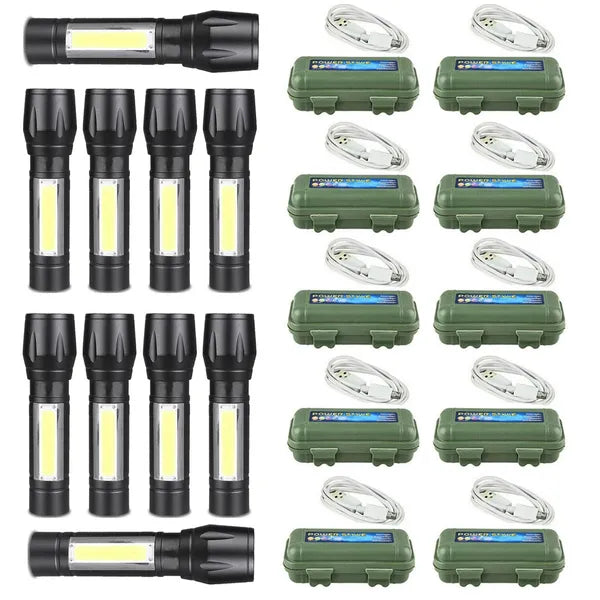Mini LED Headlamp & Flashlight with COB & USB Rechargeable Battery