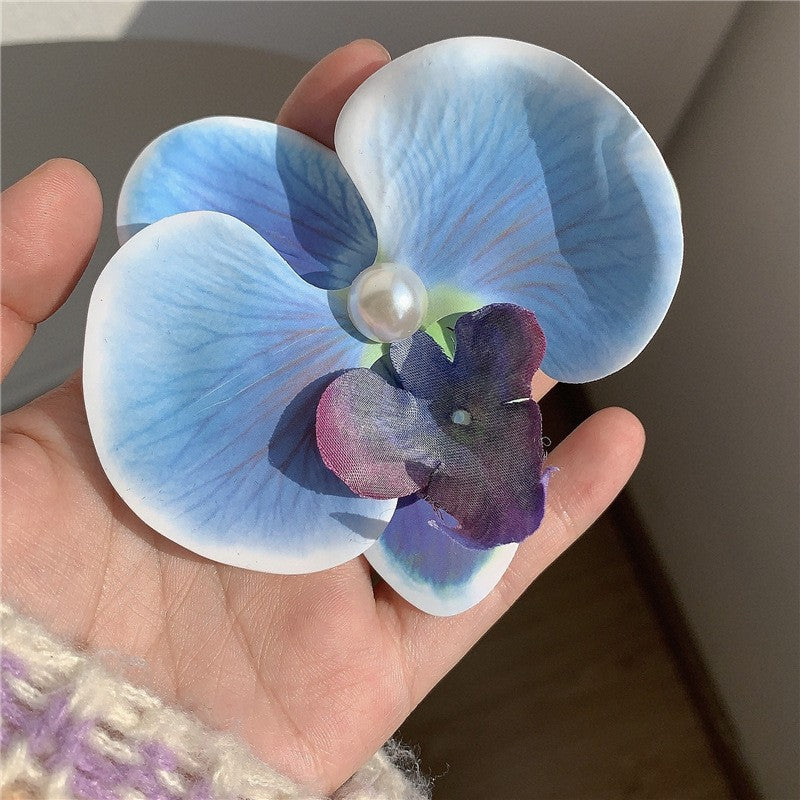 Elegant Butterfly Orchid Hair Clip - Floral Side Grip for Women