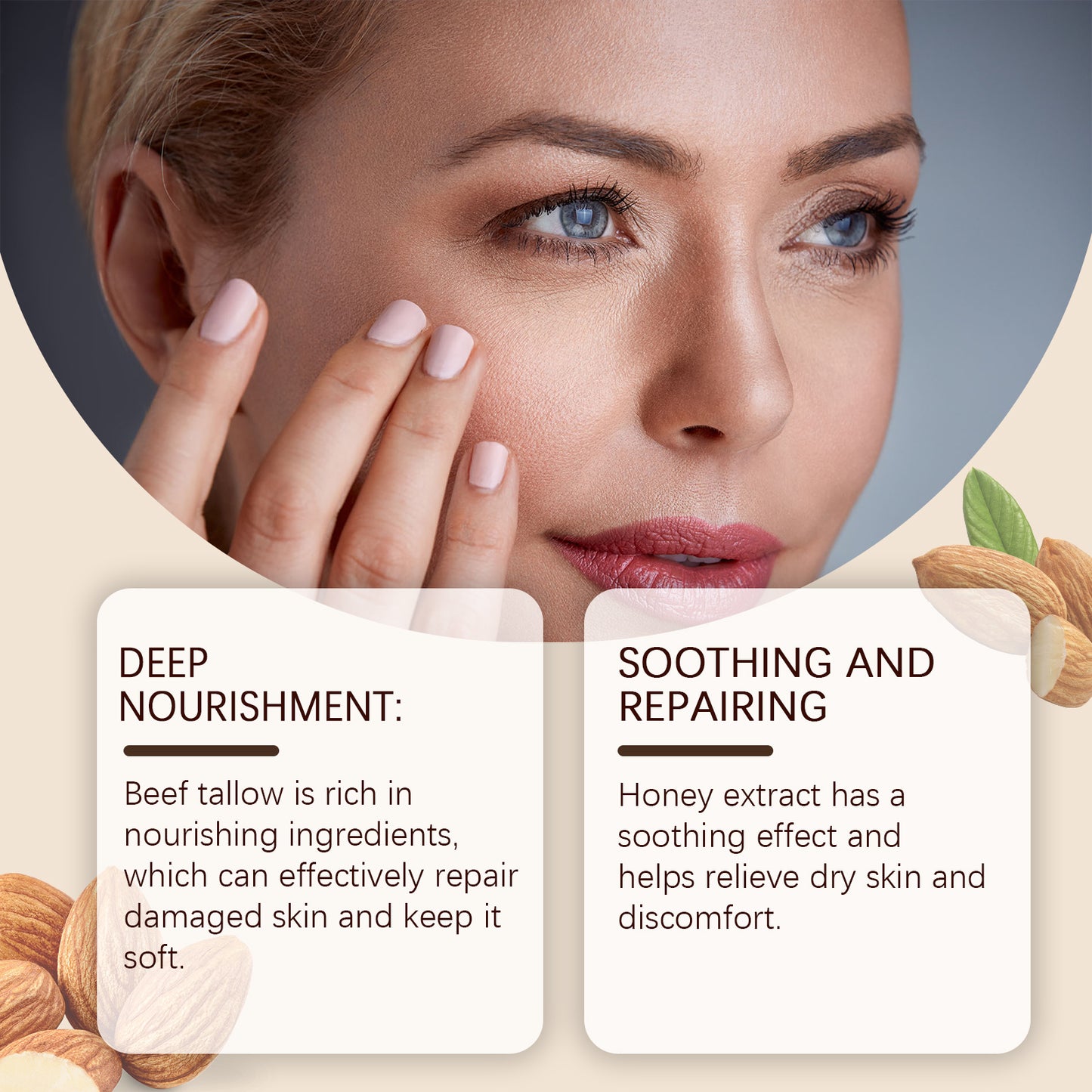 Moisturizing Face Cream with Sweet Almond & Jojoba Oil for Dry Skin