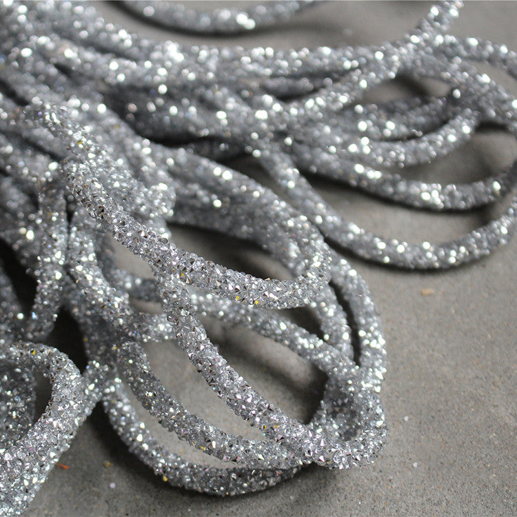 Silver Glitter Crystal Soft Lace Trim for Crafts & Sewing - Multiple Lengths