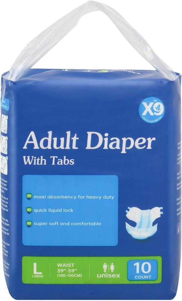 Disposable Adult Briefs with Adjustable Tabs - Multiple Sizes