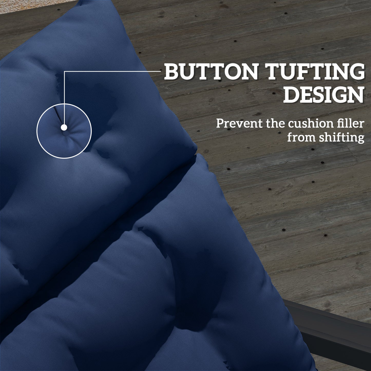 Outdoor Chaise Lounge Cushion - Navy Blue, 74.8" x 22" x 4"