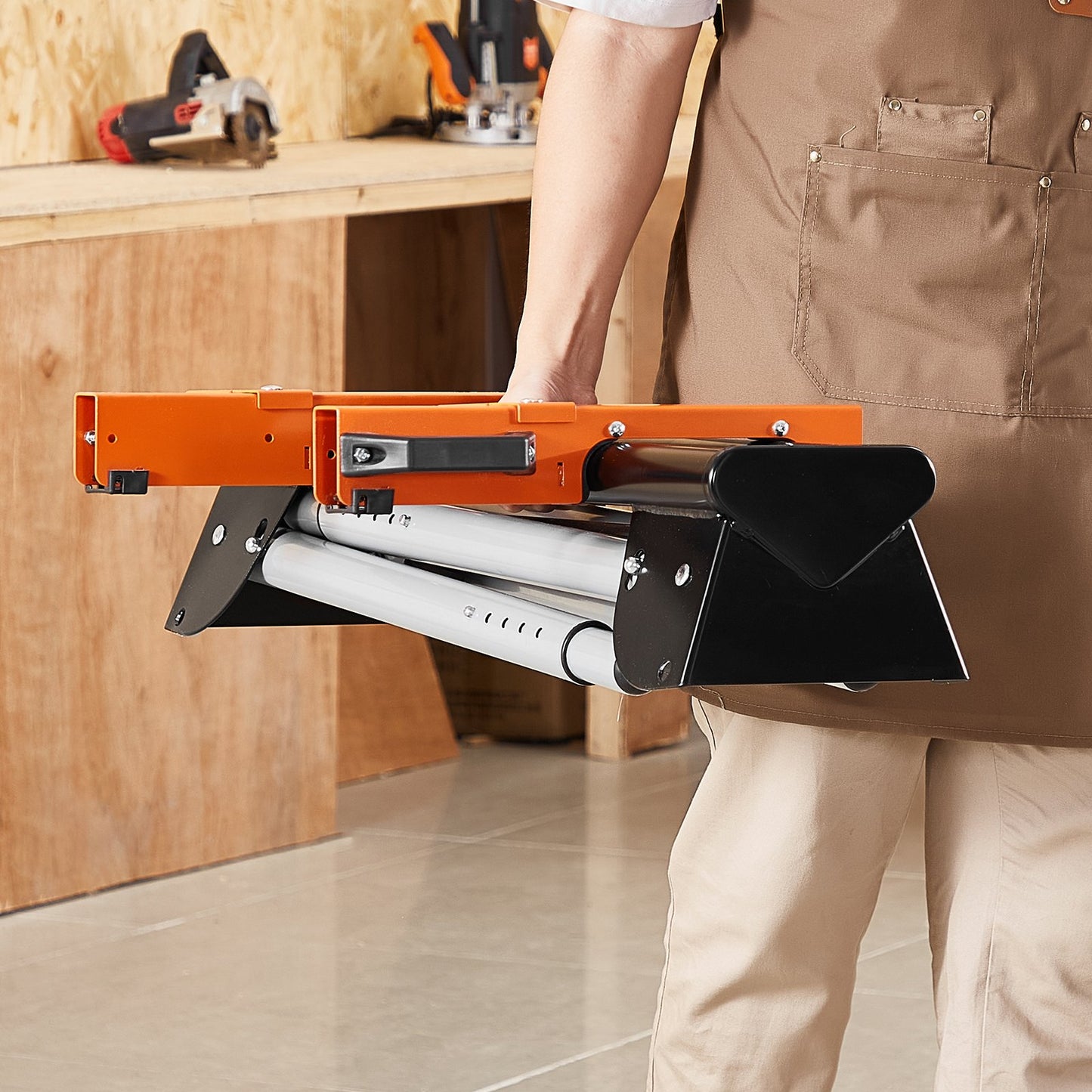 Adjustable Height Miter Saw Stand 330lbs Capacity Steel Portable Workstation