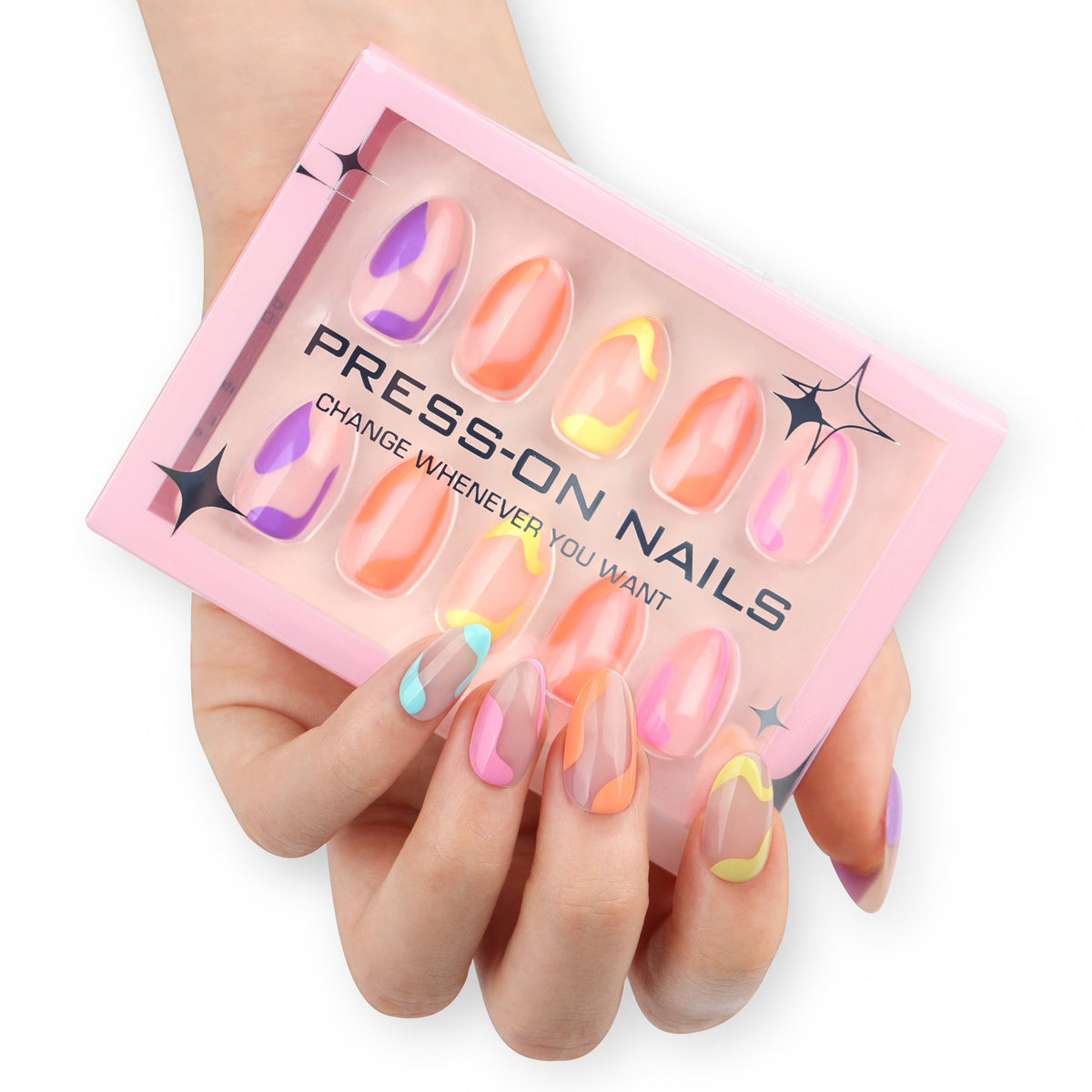 Colorful Nail Art Kit GD27 Short Almond Style for Ladies