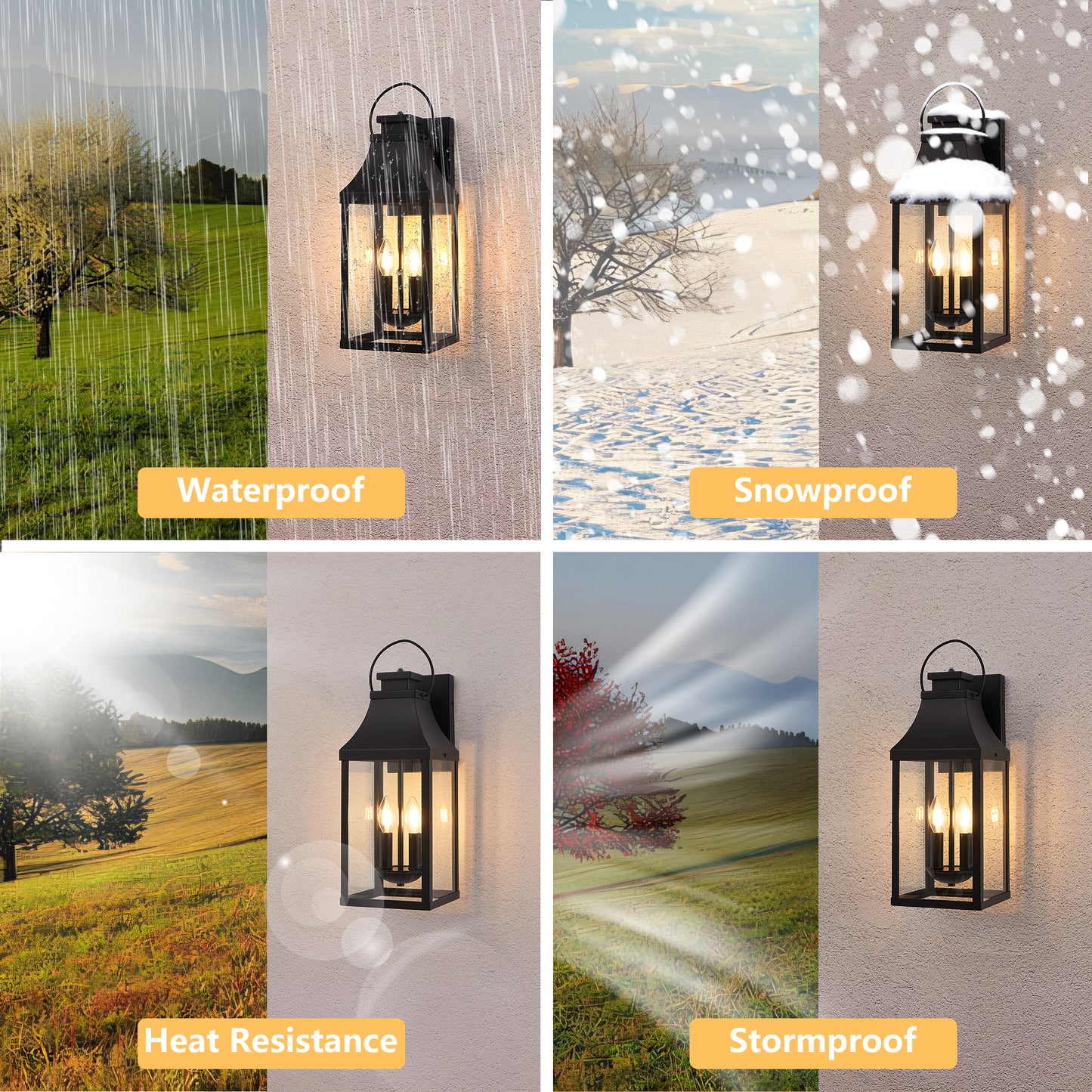 20-Inch Black LED Outdoor Wall Light with Dusk to Dawn Sensor - Waterproof Porch Sconce