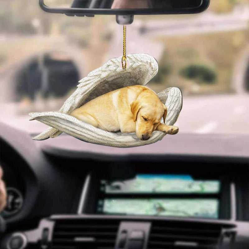 Lazy Dog Pendant Keychain Ornament with Colorful Acrylic Design