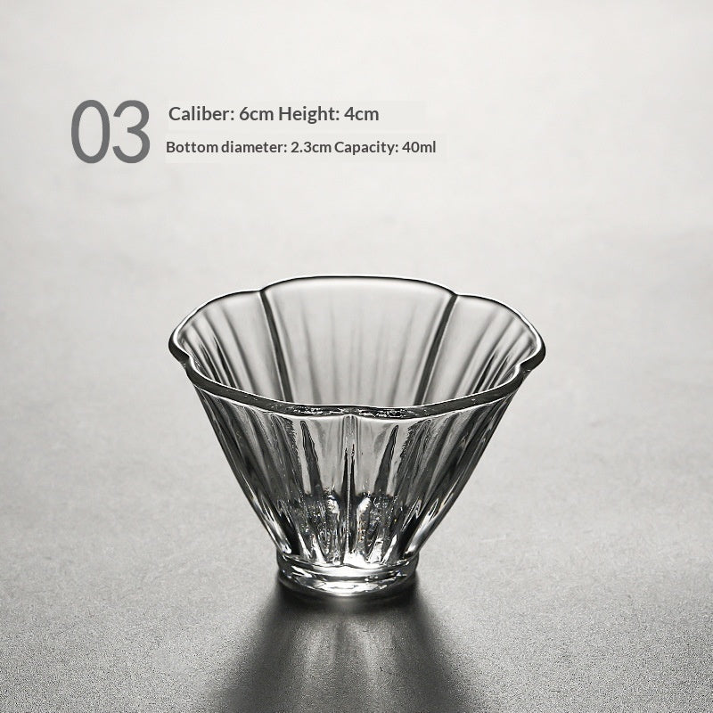 Tea-Boiling Glass Teacup with Kung Fu Style, Small Transparent Drinking Cup