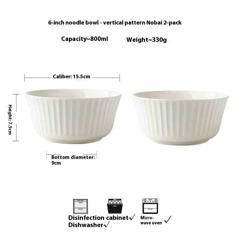 6-Inch Round Colored Glaze Ceramic Salad Bowl Set - White, 2 or 4 Pack