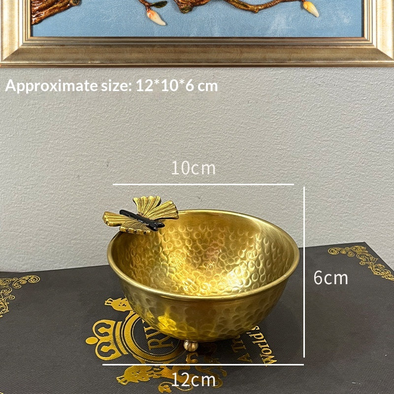 European-Style Brass Fruit Tray Ornament with Butterfly and Plum Blossom Designs