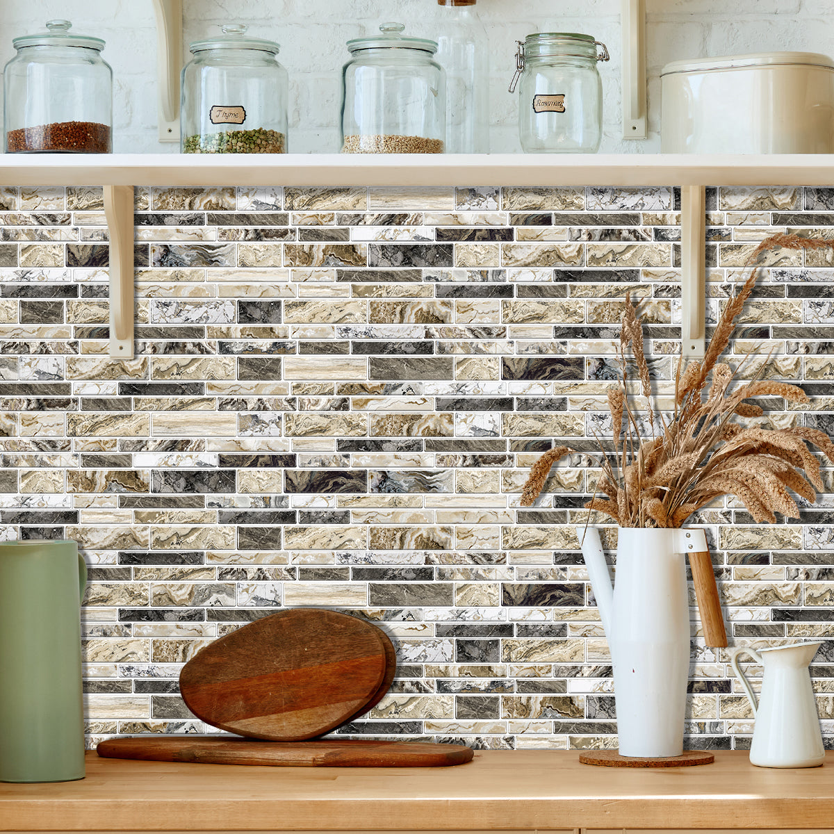 Peel and Stick Imitation Marble Pattern Wallpaper - Taupe