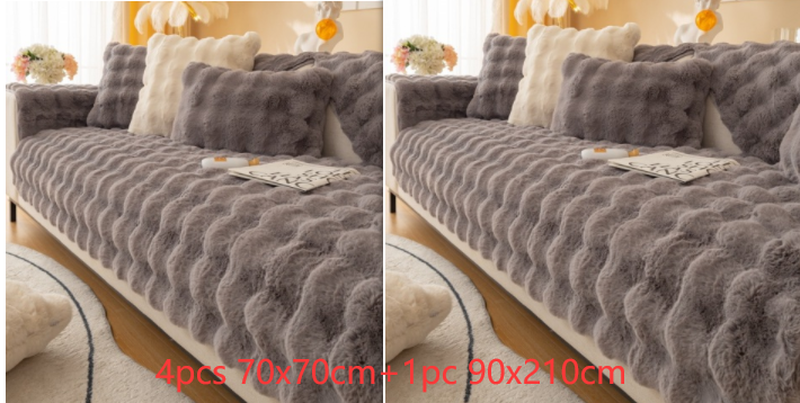 Thickened Rabbit Plush Sofa Cushion Set for Comfortable Home Decor