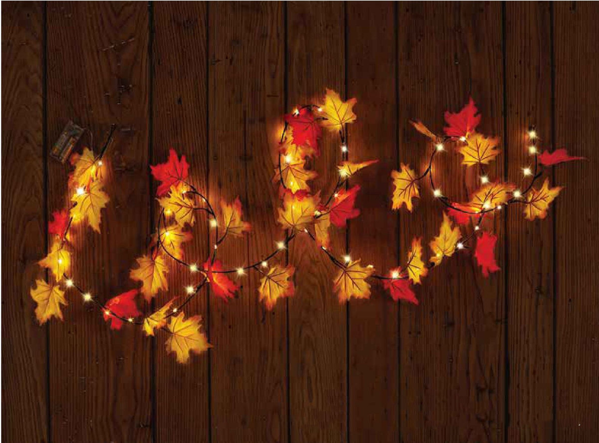 Autumn Maple Rattan Garland for Thanksgiving Home Decor 3M