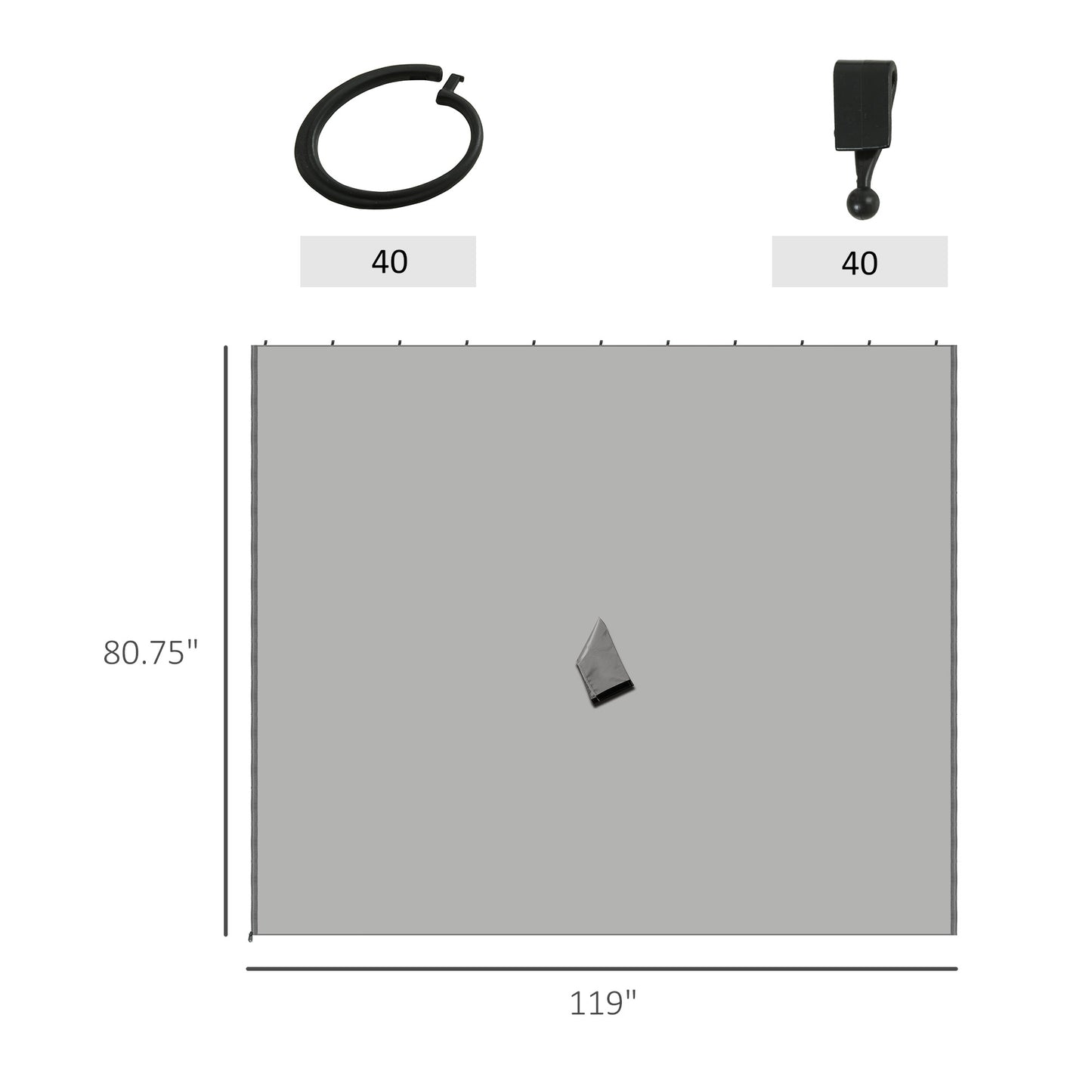 Gazebo Sidewall Set with Hooks & C-Rings - Light Gray