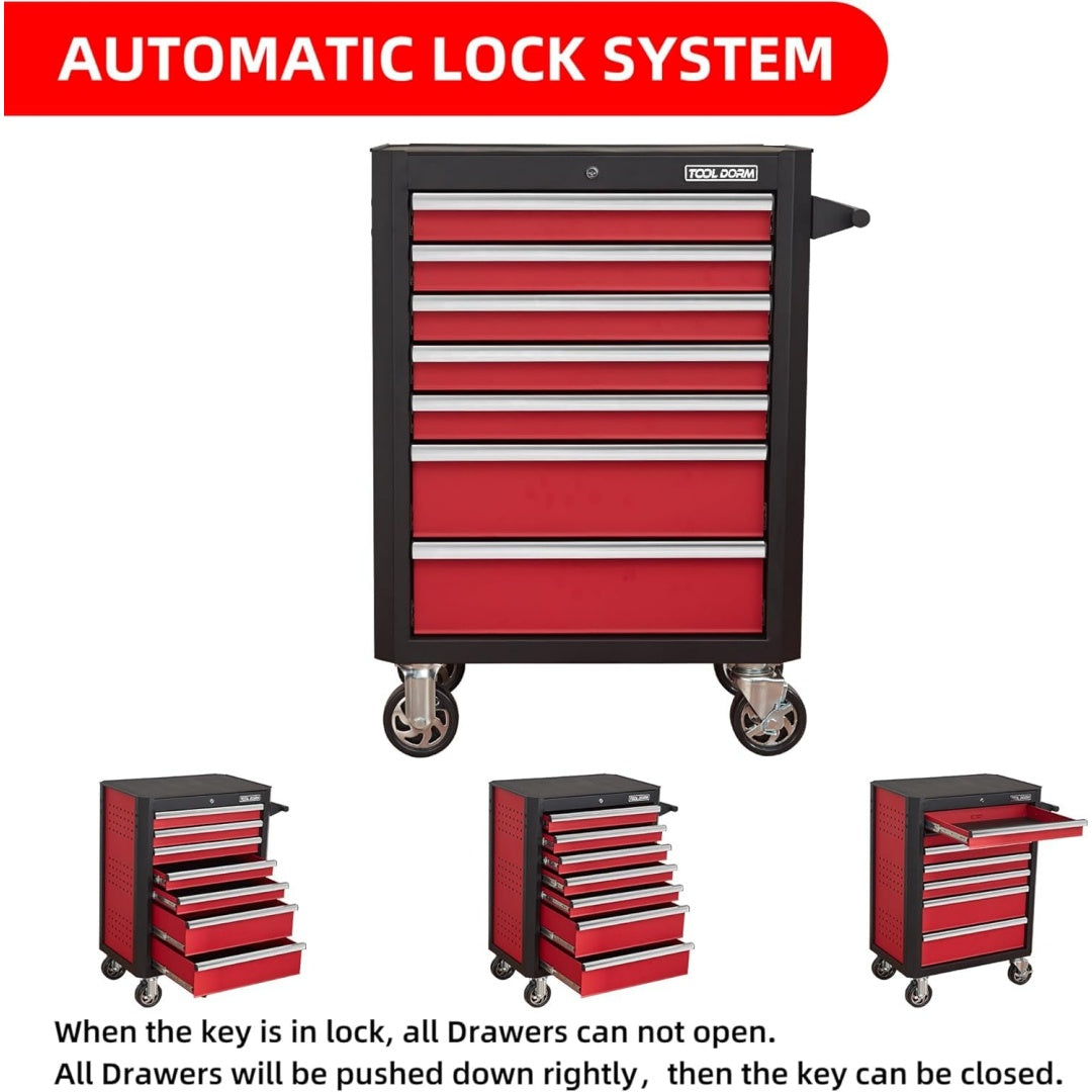 28-Inch 7-Drawer Tool Cart Metal Storage Utility Cart