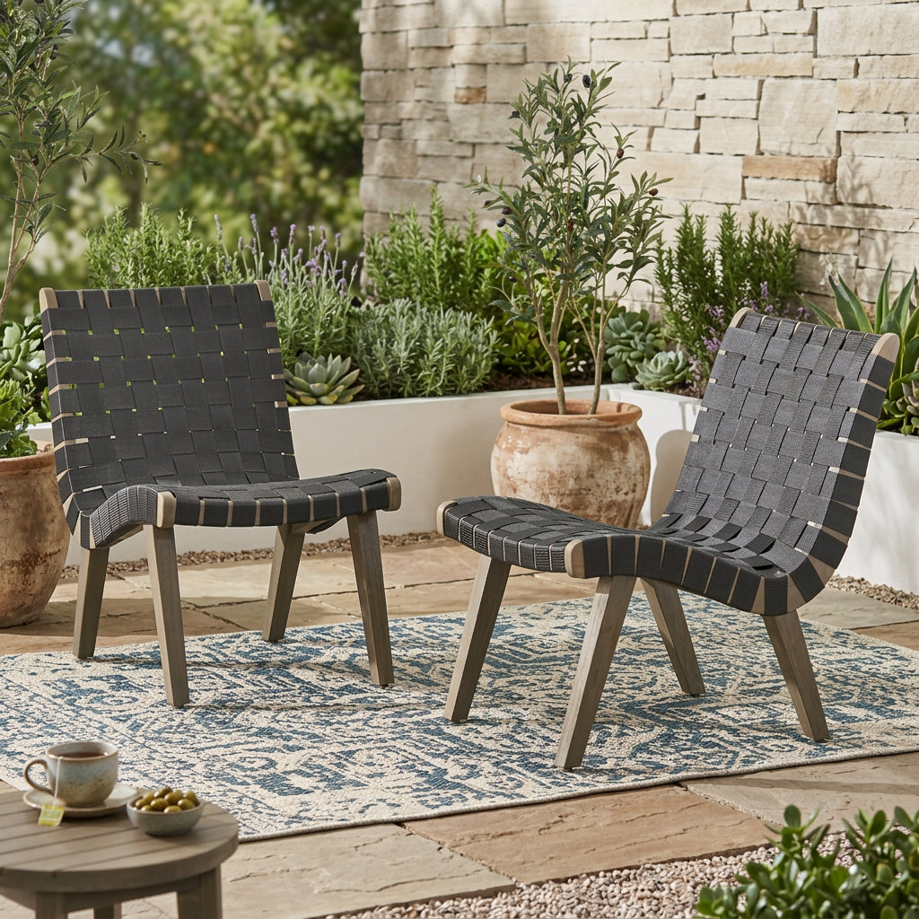Charlotte Lounge Chair - Black Metal & Wood