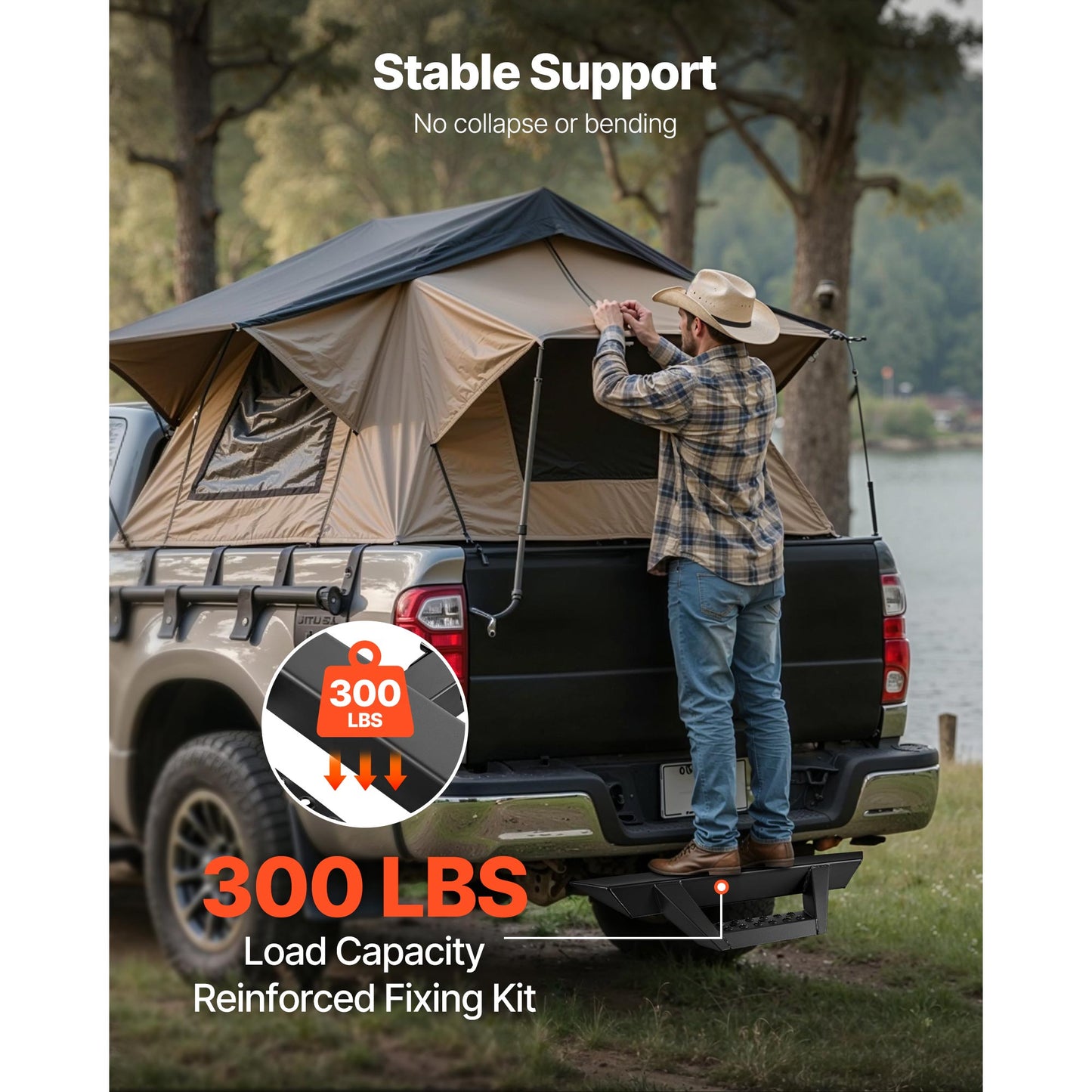 Universal Hitch Step for 2-Inch Receiver - Heavy Duty Rear Bumper Guard with Non-Slip Surface, Load Capacity 300 lbs, Fits Trucks, SUVs, Pickup, Trailers