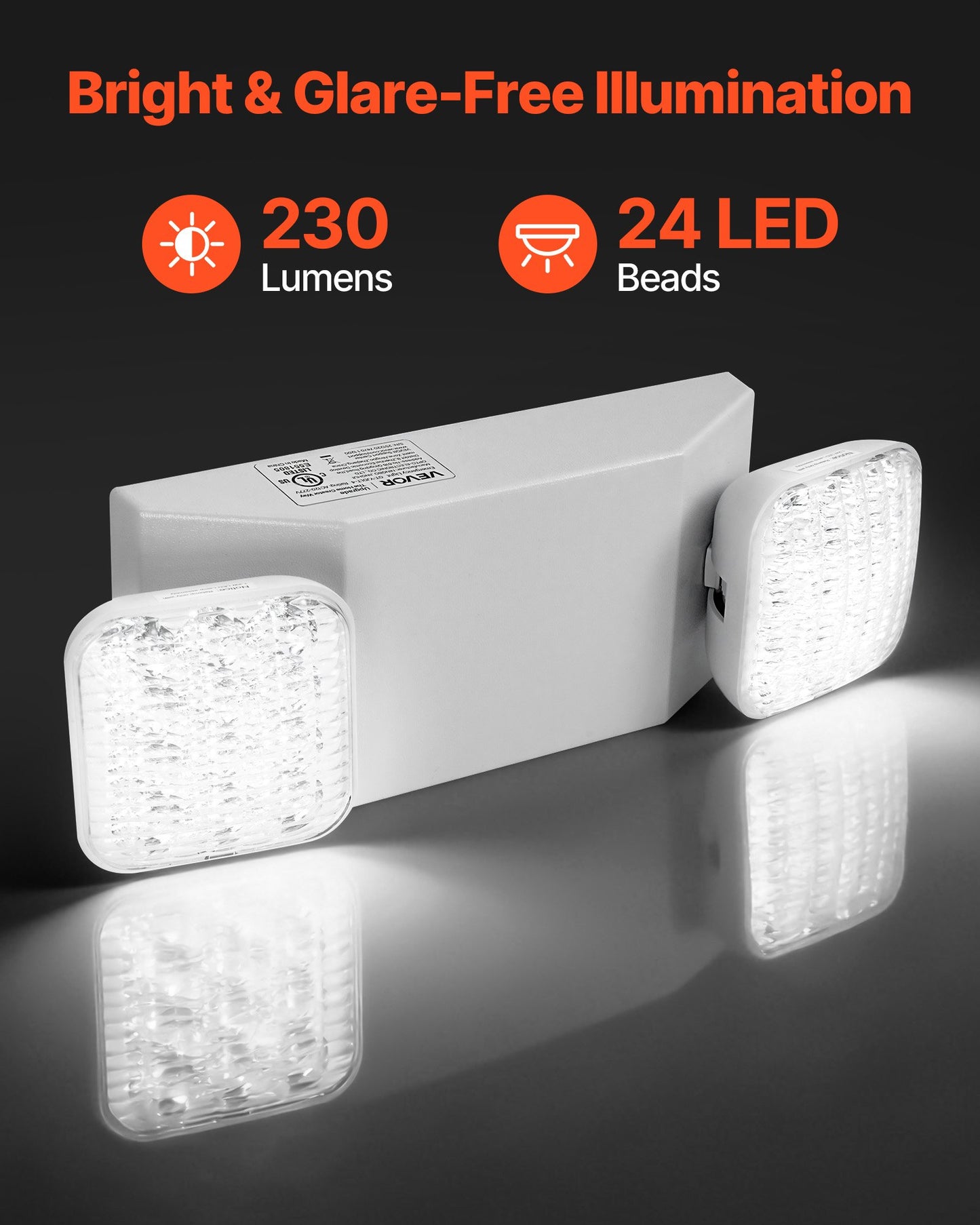 Emergency LED Exit Lighting Fixtures with Battery Backup - 4 Pack, White