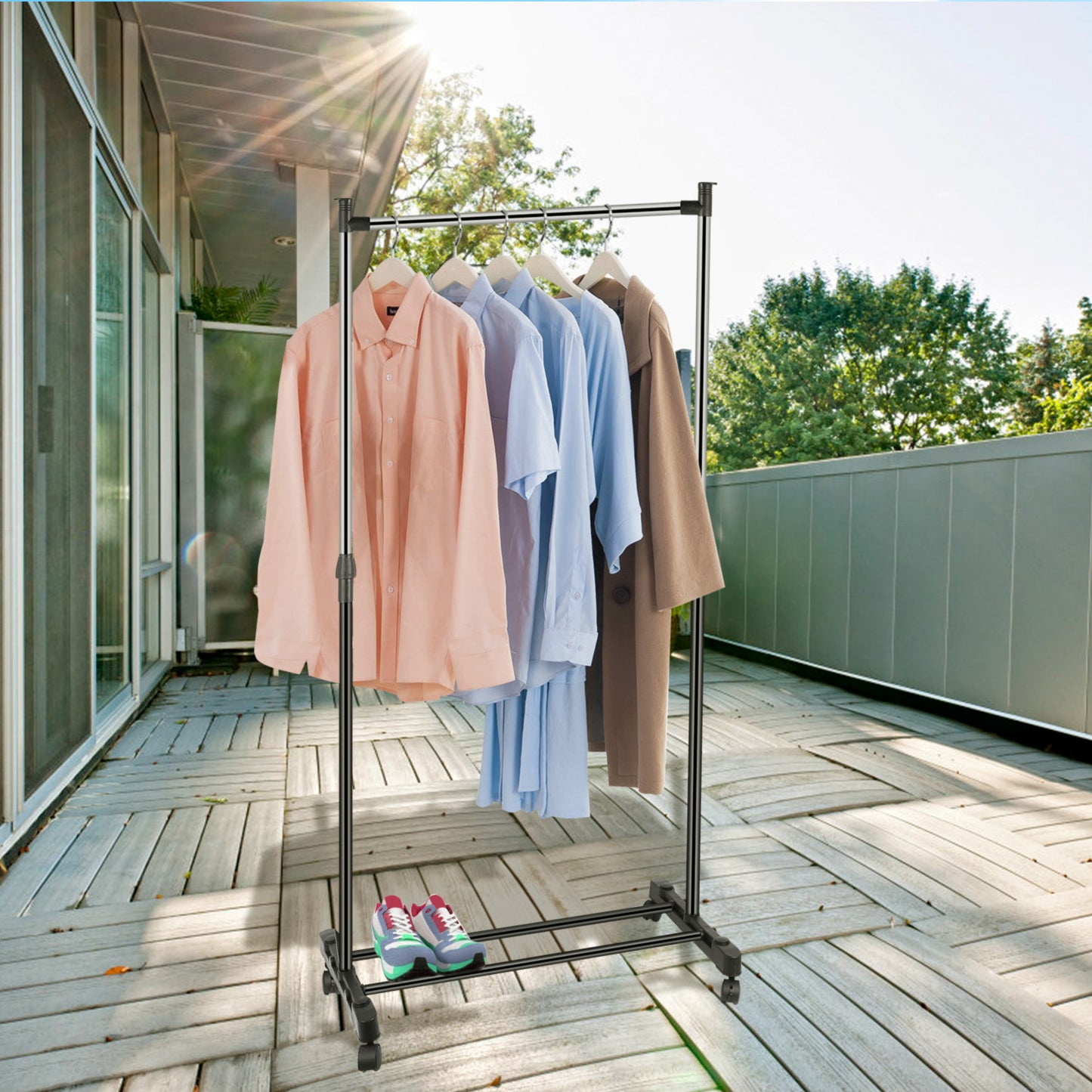 15kg 33lbs Garment Racks 3.12ft To 4.80ft Height Adjustable Clothes