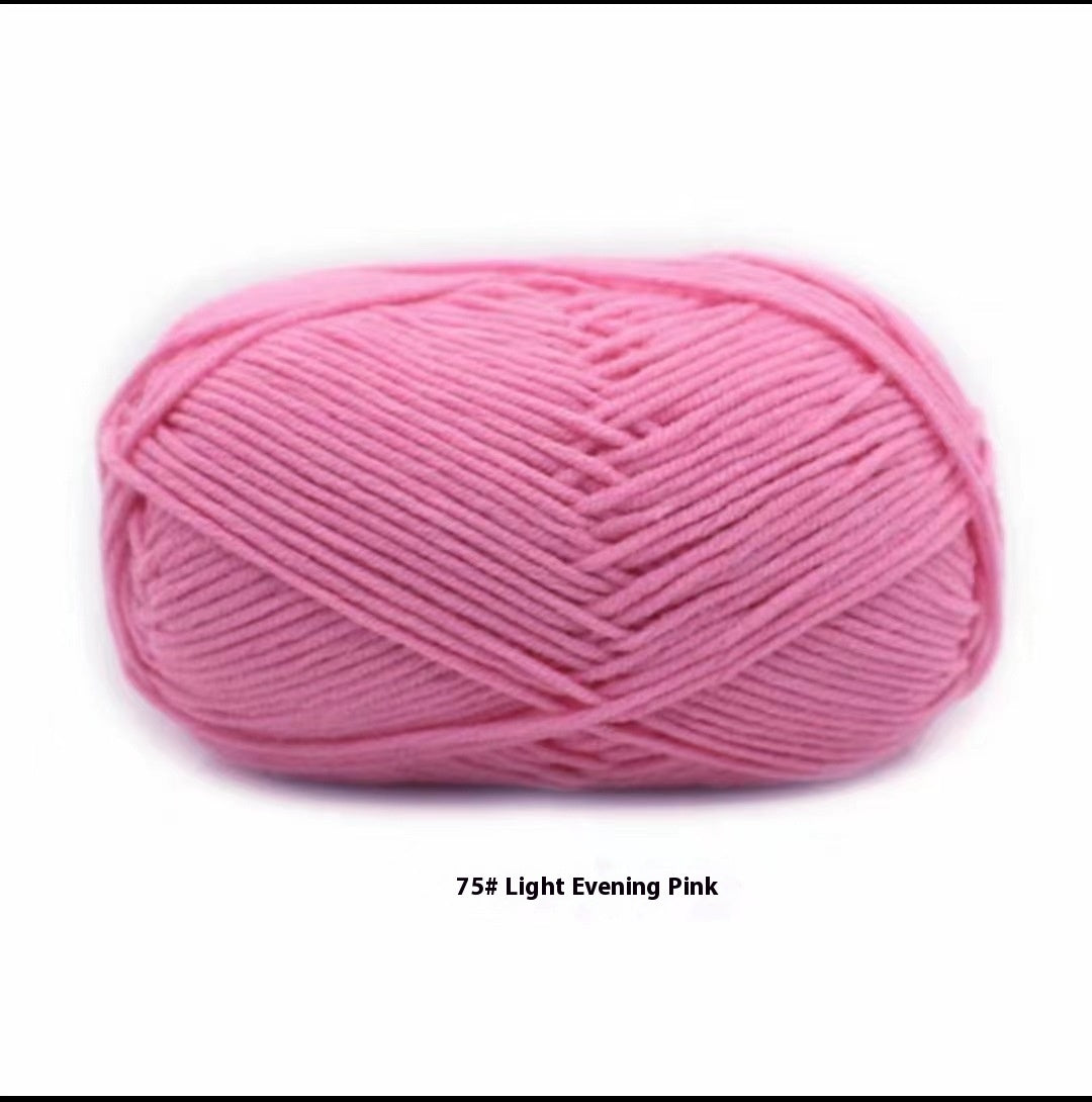 Four-Strand Milk Cotton Crochet Yarn Balls for Craft Projects - Multiple Colors