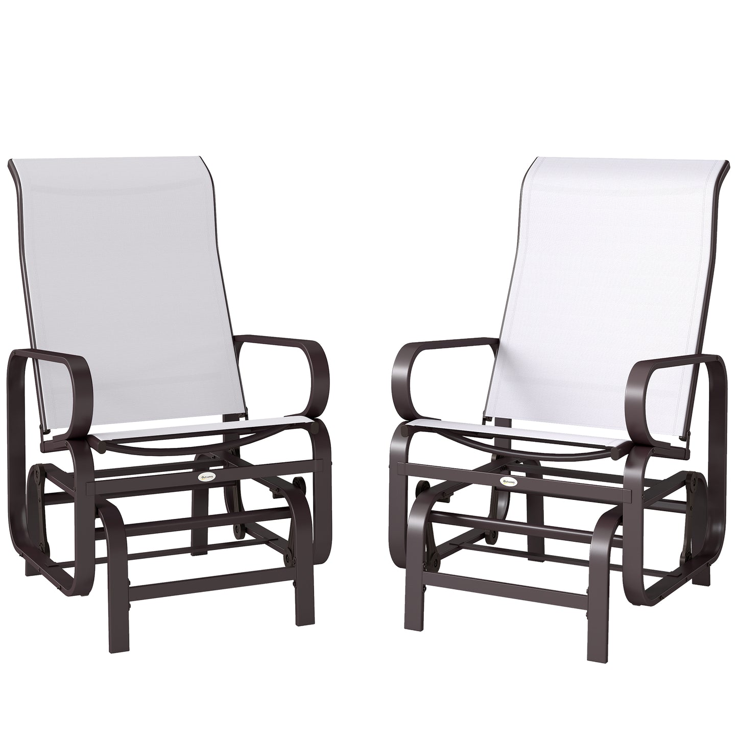 Outdoor Glider Chair Set of 2 - Lightweight Metal & Mesh, Beige