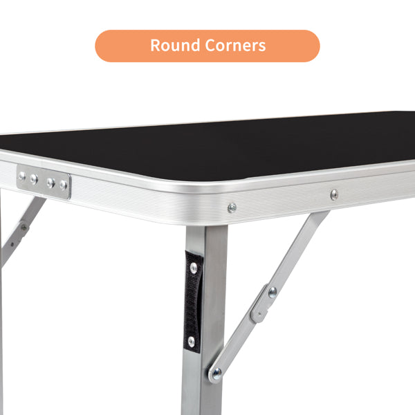 Portable Folding Bar Table with Shelf and Black Skirt - Indoor Outdoor Event Stand