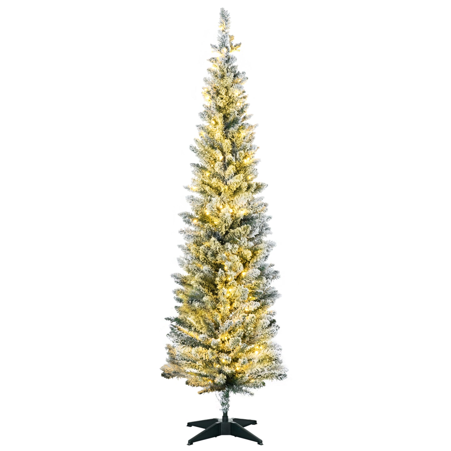 5ft Slim Artificial Christmas Tree with Warm White LED Lights - Green
