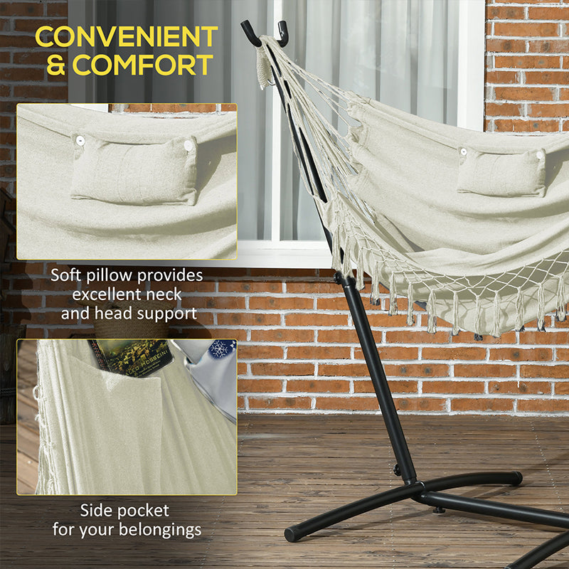 U Shape Hammock Chair with Headrest - Cream White