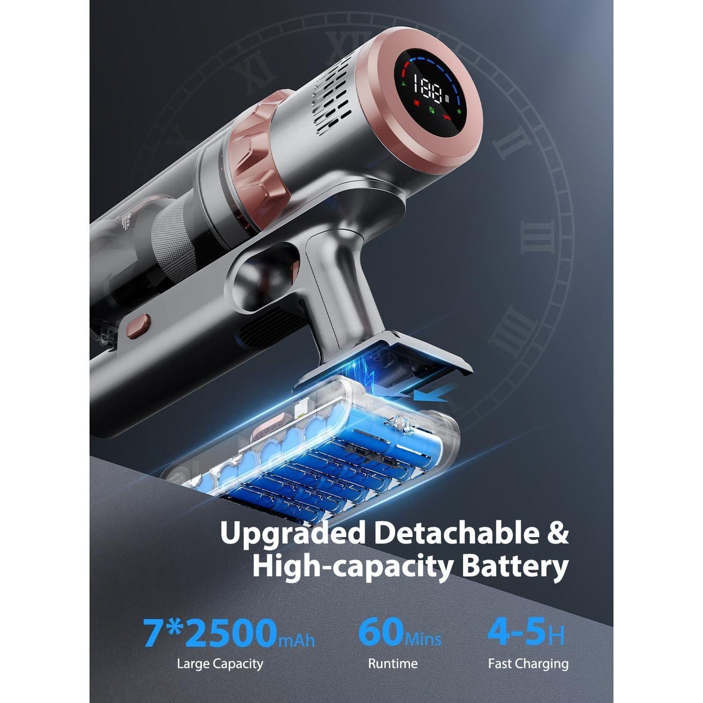Wireless Handheld Pet Hair Vacuum Cleaner with Strong 45KPa Suction and Touch Display