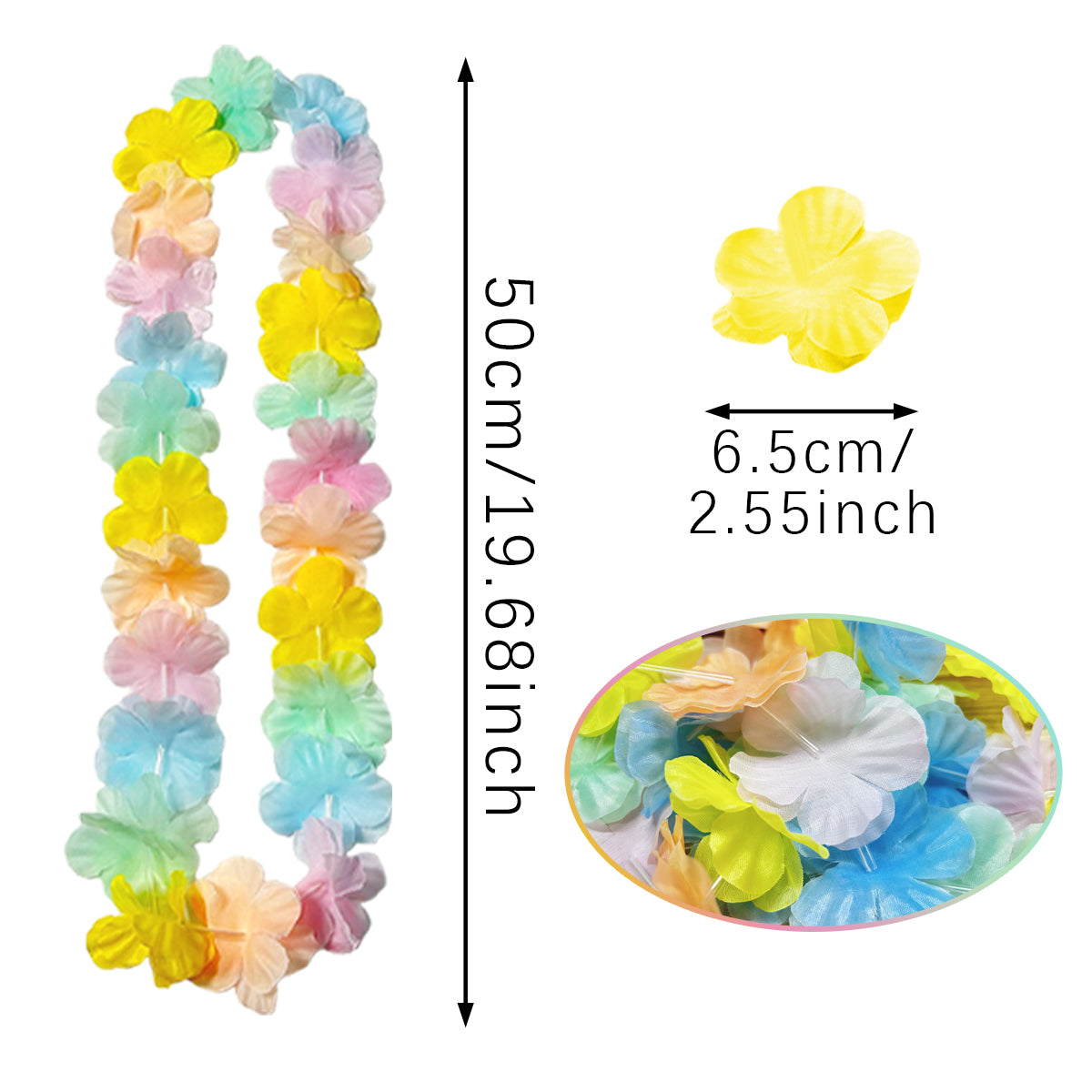 24 Pcs Colorful Hawaiian Flower Leis Wreath Set for Parties