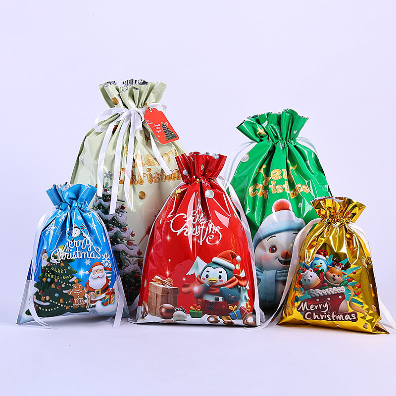 Festive Aluminum Foil Gift Bags for Christmas & New Year Party Packaging