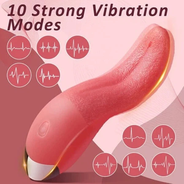Tongue Licking Vibrator with 10 Vibration Modes - Waterproof Oral Massager