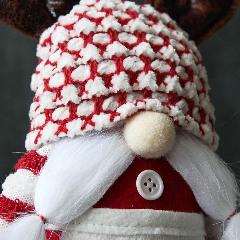 Christmas Antler Faceless Old Man Doll Decor for Holiday Festive Home