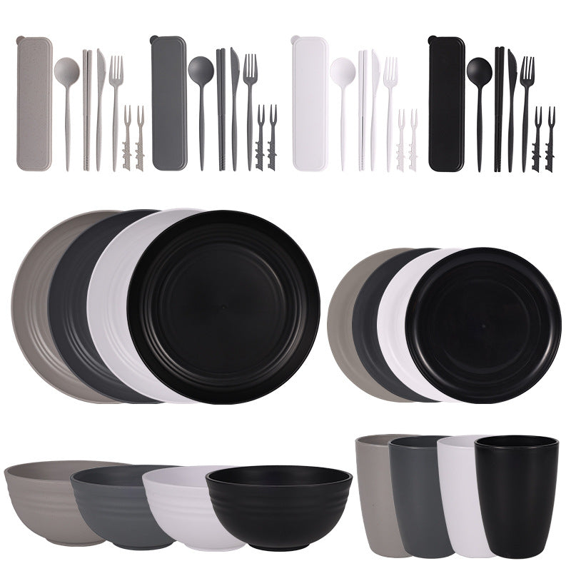 Wheat Straw Dinnerware Set for 4 - Camping & Outdoor Use