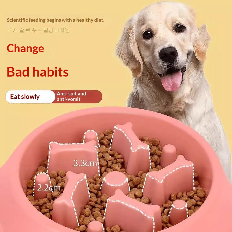 Tip-Proof Dog Slow Feeder Bowl with Non-Slip Base - Prevent Choking
