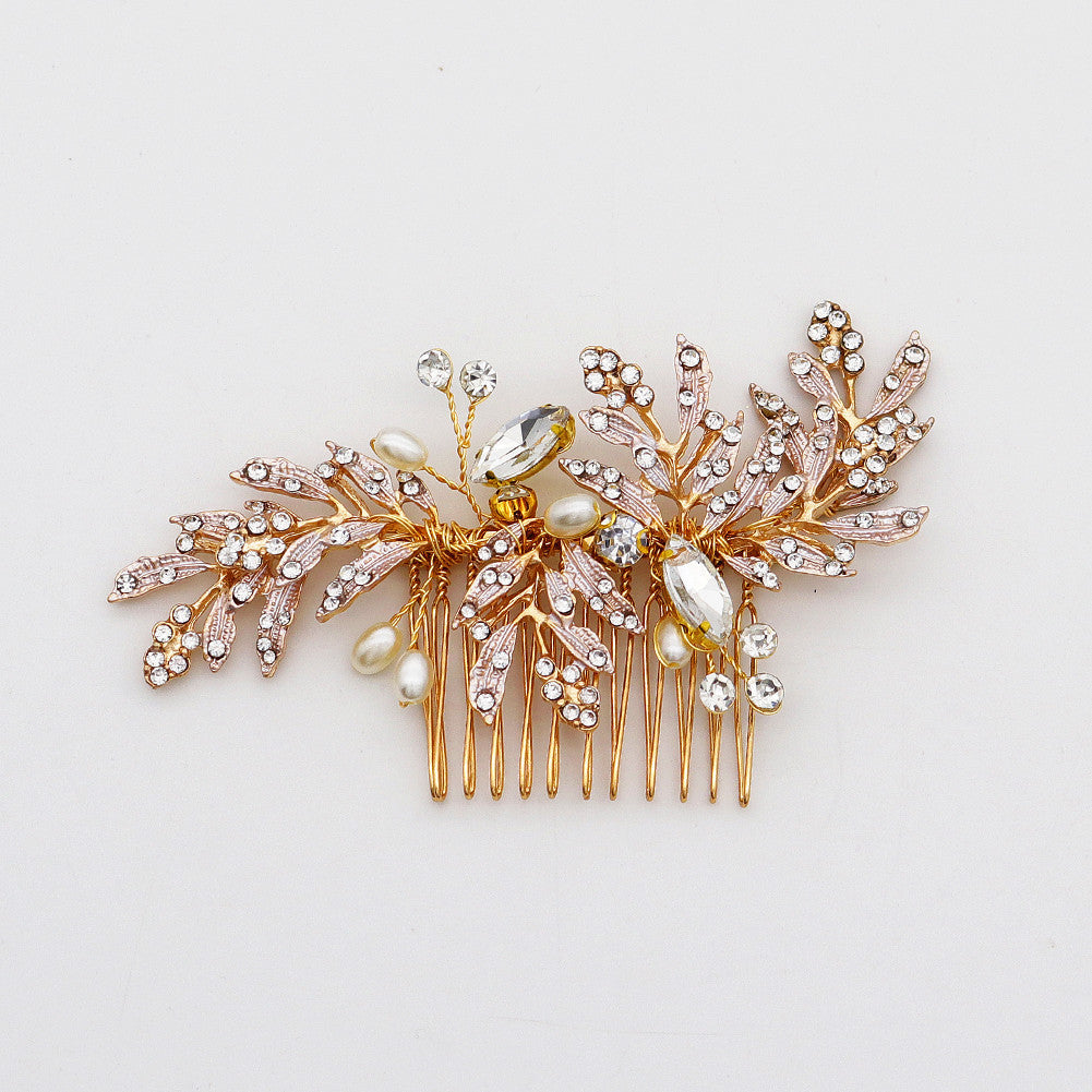 Vintage Diamond Leaf Hairpin Gold