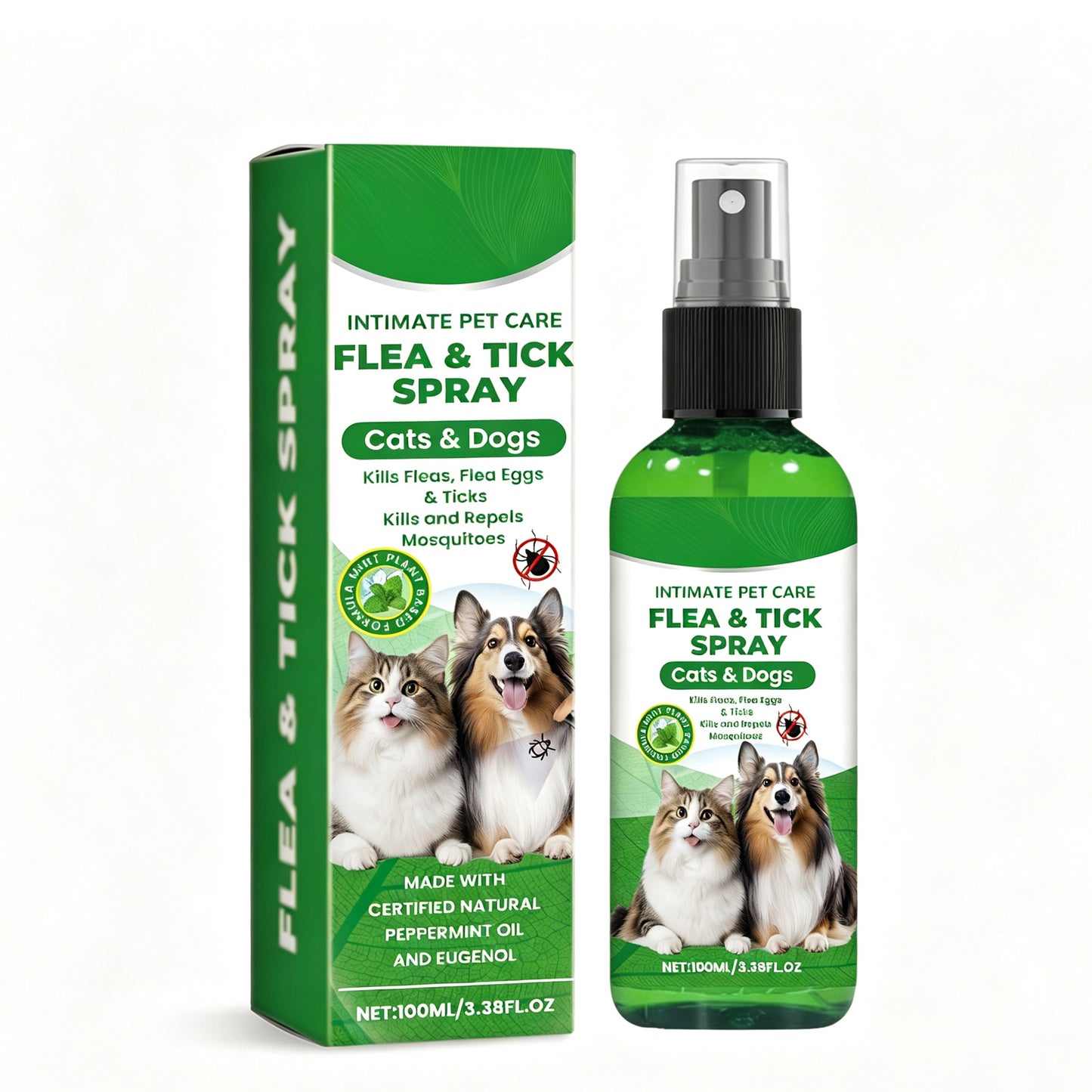 Natural Flea & Tick Spray for Dogs & Cats - Plant-Based Pest Repellent, 100ml