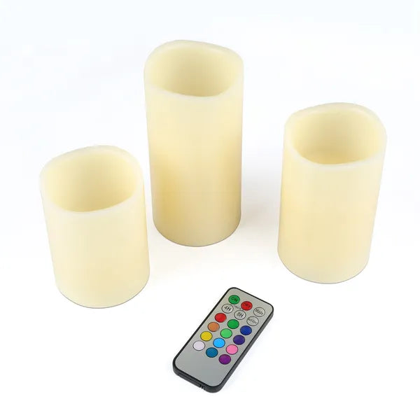 Flameless LED Candles Set with Remote Control - Ivory