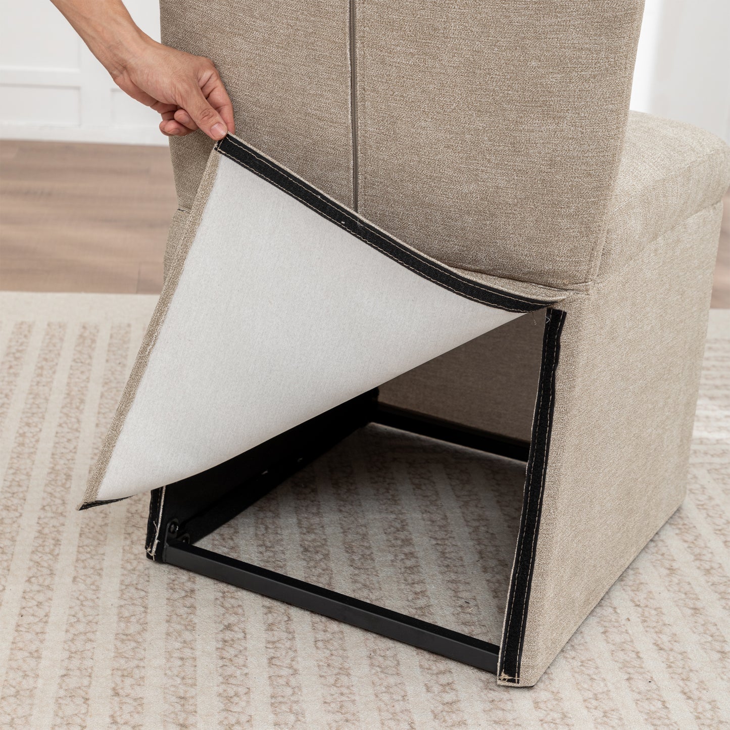 Modern Linen Dining Chairs with Padded Seat - Set of 2 (Brown)