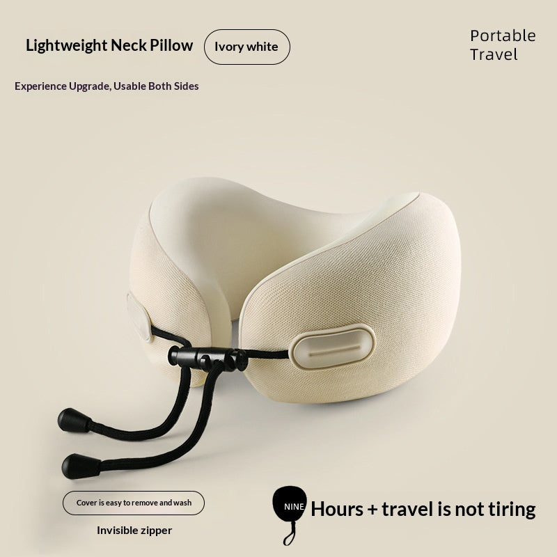 Memory Foam U-Shaped Travel Pillow Neck Support for Airplane & Home Use