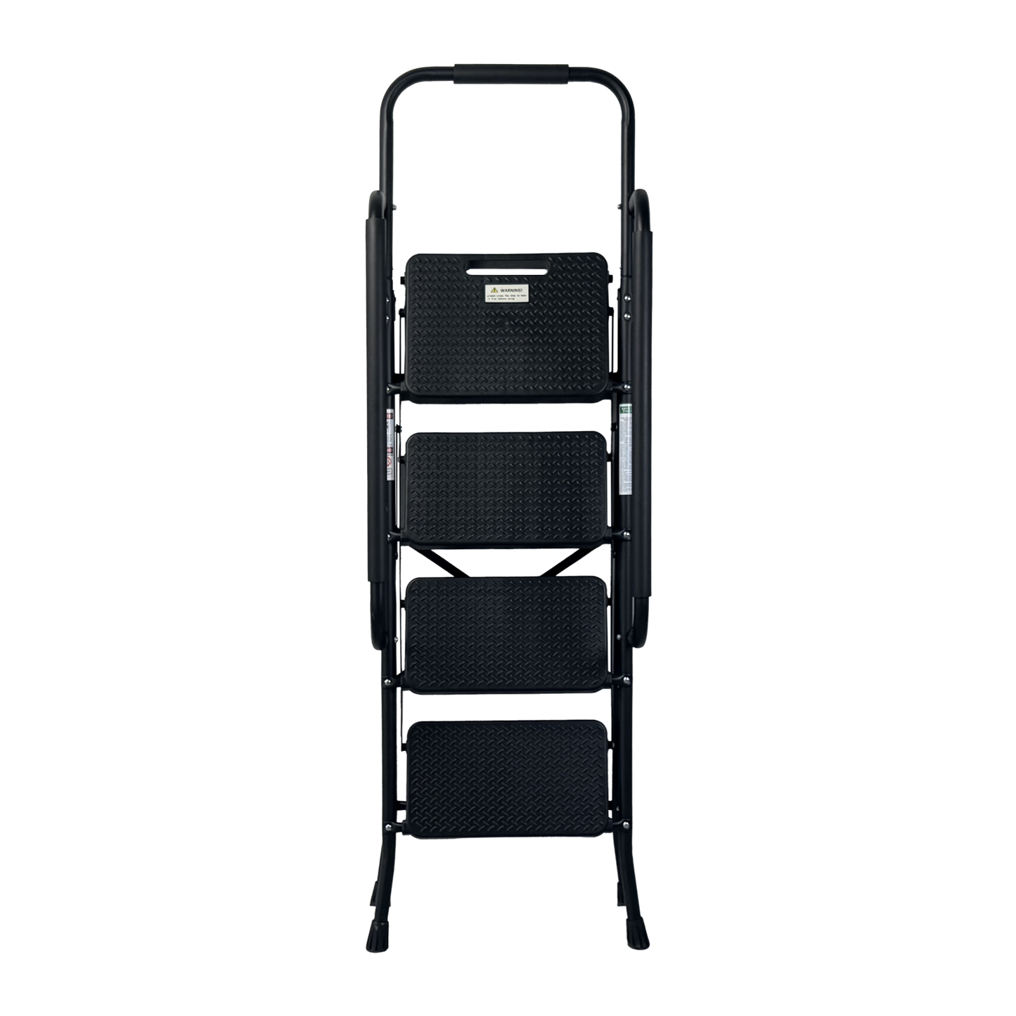 4 Step Folding Ladder Stool with Anti-Slip Pedals - Black